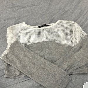 Naked wardrobe grey cropped long sleeve top